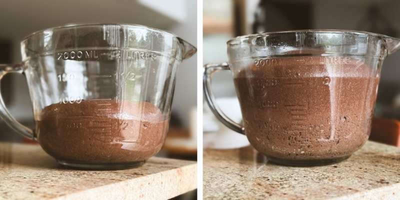 2 bowls side by side with brown dough 