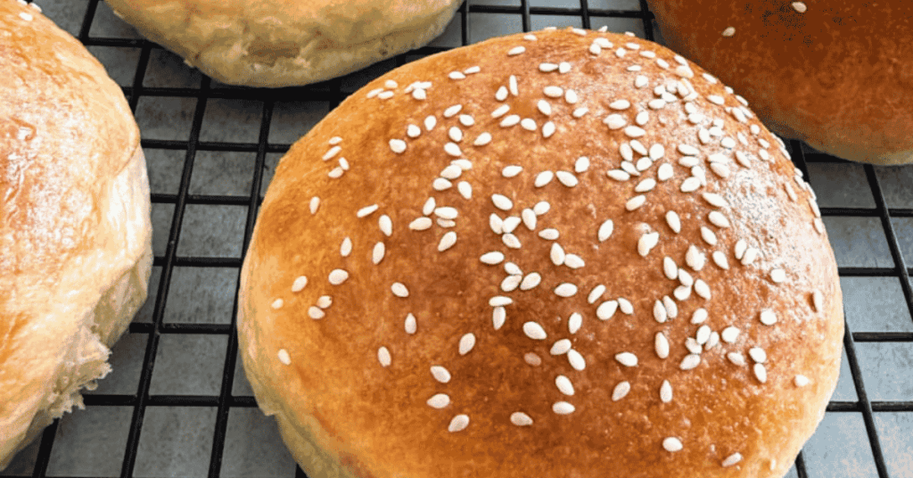 Hamburger Bun with sesame seeds on it