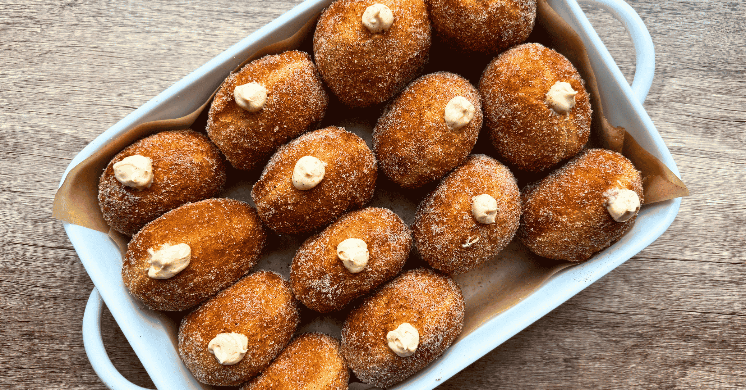 The Fluffiest Pumpkin Sourdough Donuts with Cheesecake Filling
